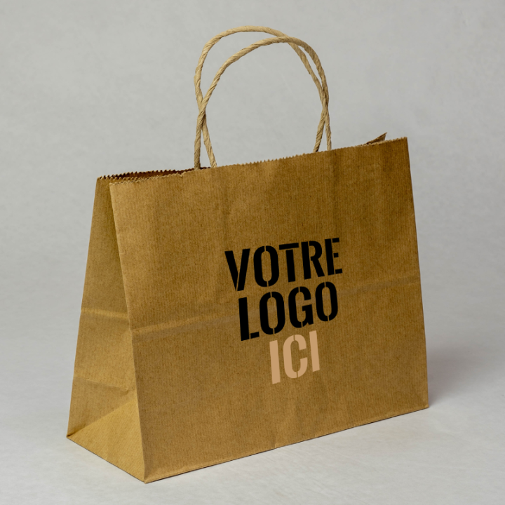 10Pcs Sac Cadeau Papier Kraft Pochette Merci avec Poignée Emballage